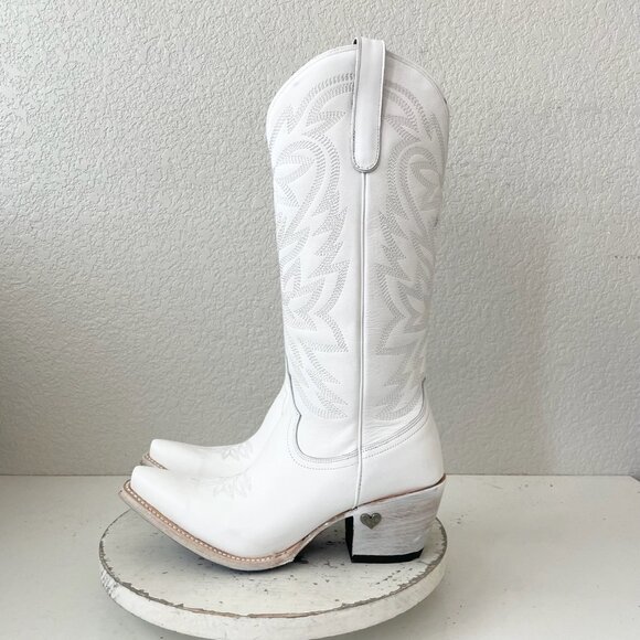 Lane MEGAN MORONEY Smokeshow Cowboy Boots Womens 9.5 White Western Tall Snip Toe - Picture 4 of 13